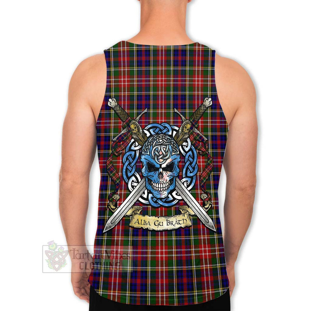 Tartan Vibes Clothing Christie Tartan Men's Tank Top with Family Crest Celtic Skull Style