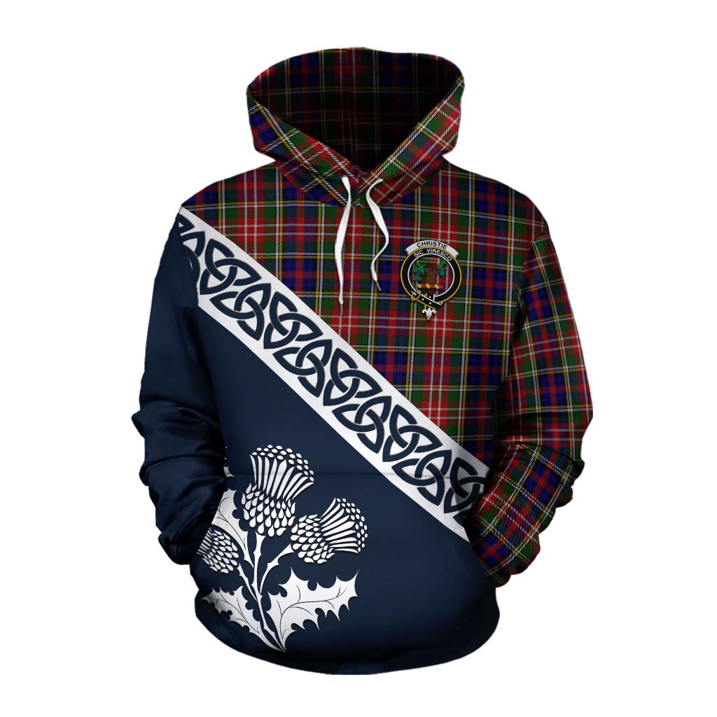 Tartan Vibes Clothing Christie Tartan Cotton Hoodie Featuring Thistle and Scotland Map