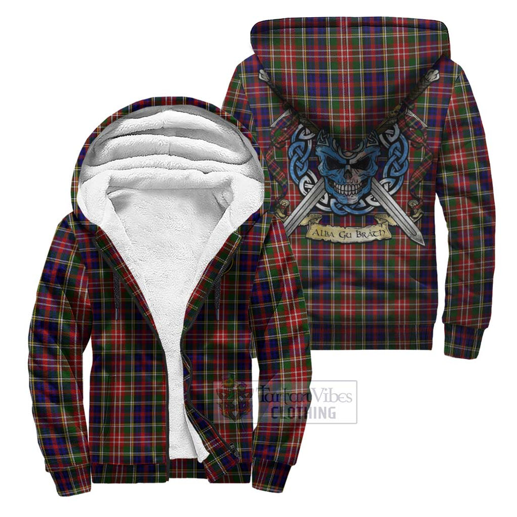 Tartan Vibes Clothing Christie Tartan Sherpa Hoodie with Family Crest Celtic Skull Style