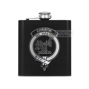 Christie Crest Hip Flask Set 7oz Black Stainless Steel with A Gift Box