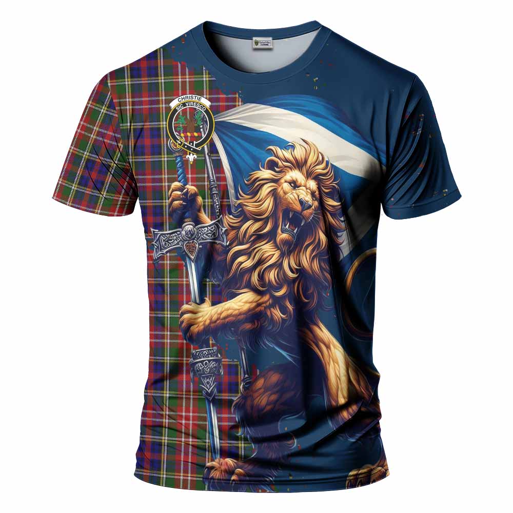 Tartan Vibes Clothing Christie Tartan Family Crest T-Shirt with Scottish Majestic Lion