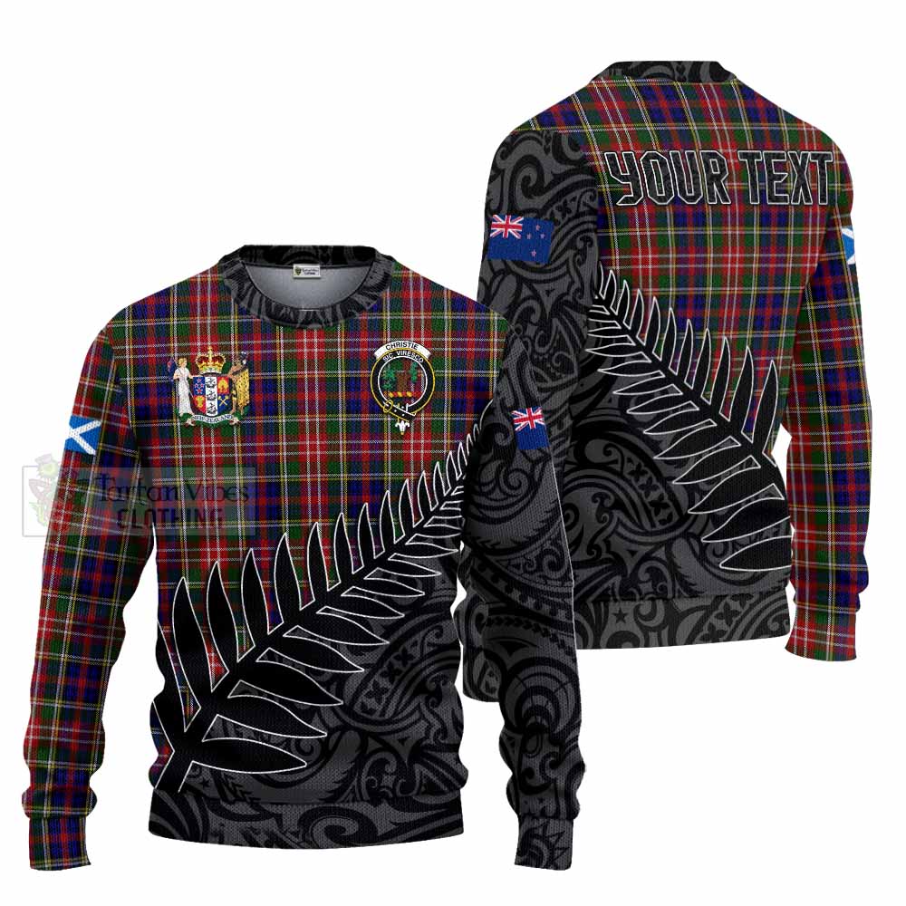 Tartan Vibes Clothing Christie Crest Tartan Knitted Sweater with New Zealand Silver Fern Half Style