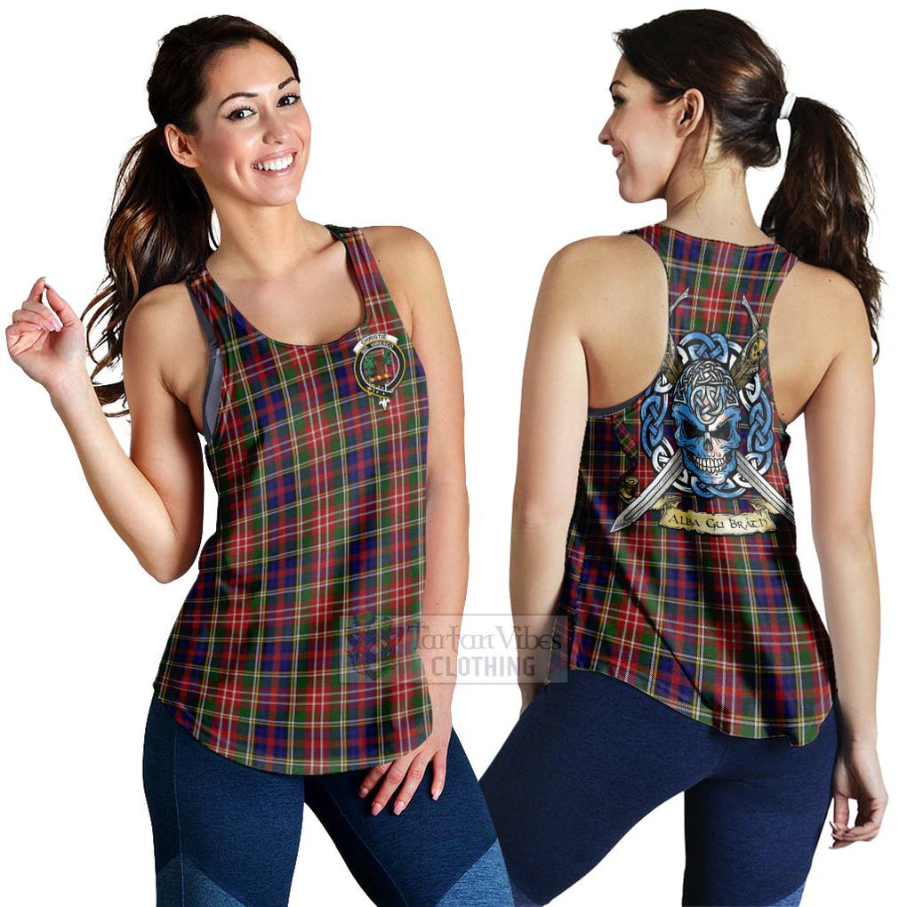 Tartan Vibes Clothing Christie Tartan Women's Racerback Tanks with Family Crest Celtic Skull Style