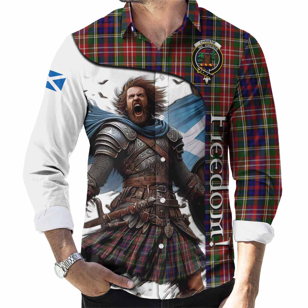 Tartan Vibes Clothing Christie Crest Tartan Long Sleeve Button Shirt Inspired by the Freedom of Scottish Warrior