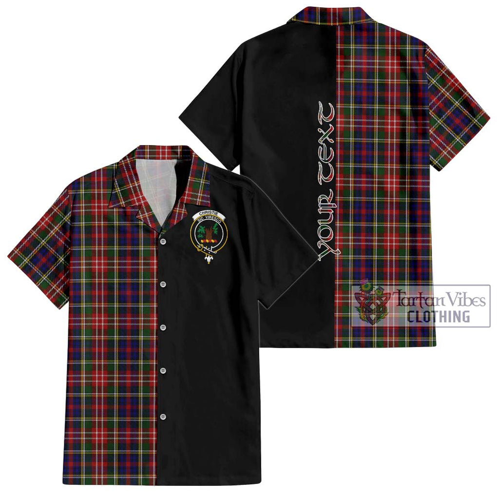 Christie Tartan Short Sleeve Button Shirt with Family Crest and Half Of Me Style Kid - Tartanvibesclothing Shop