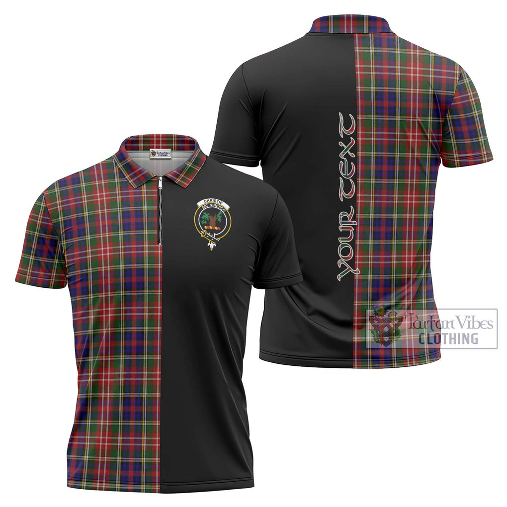 Christie Tartan Zipper Polo Shirt with Family Crest and Half Of Me Style Unisex - Tartanvibesclothing Shop