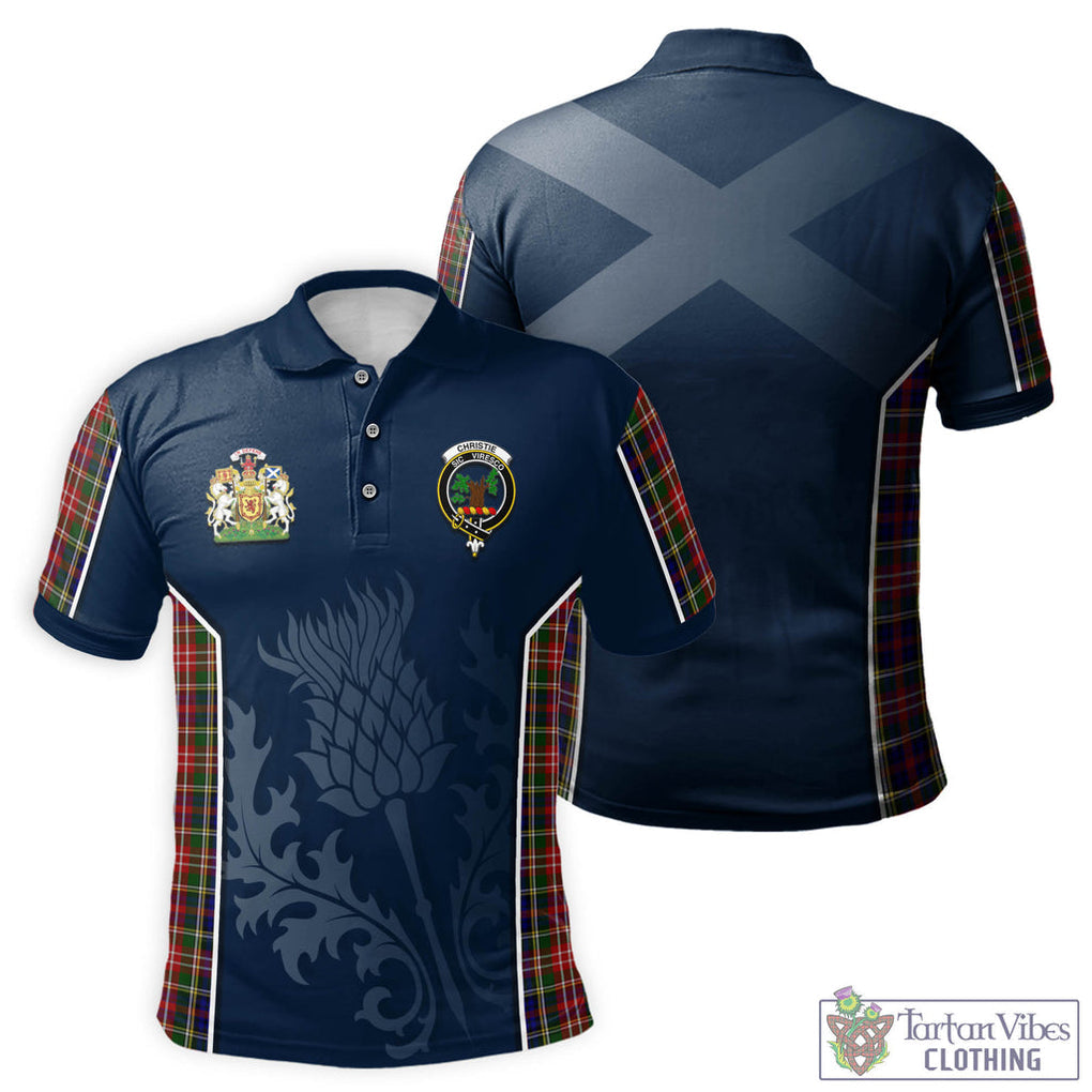 Tartan Vibes Clothing Christie Tartan Men's Polo Shirt with Family Crest and Scottish Thistle Vibes Sport Style