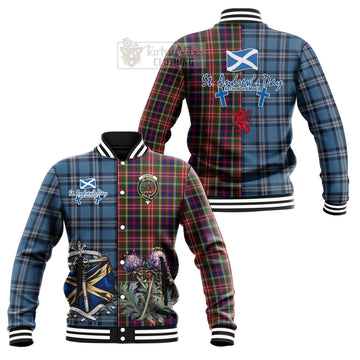 Christie Tartan Baseball Jacket Happy St. Andrew's Day Half Tartan Style