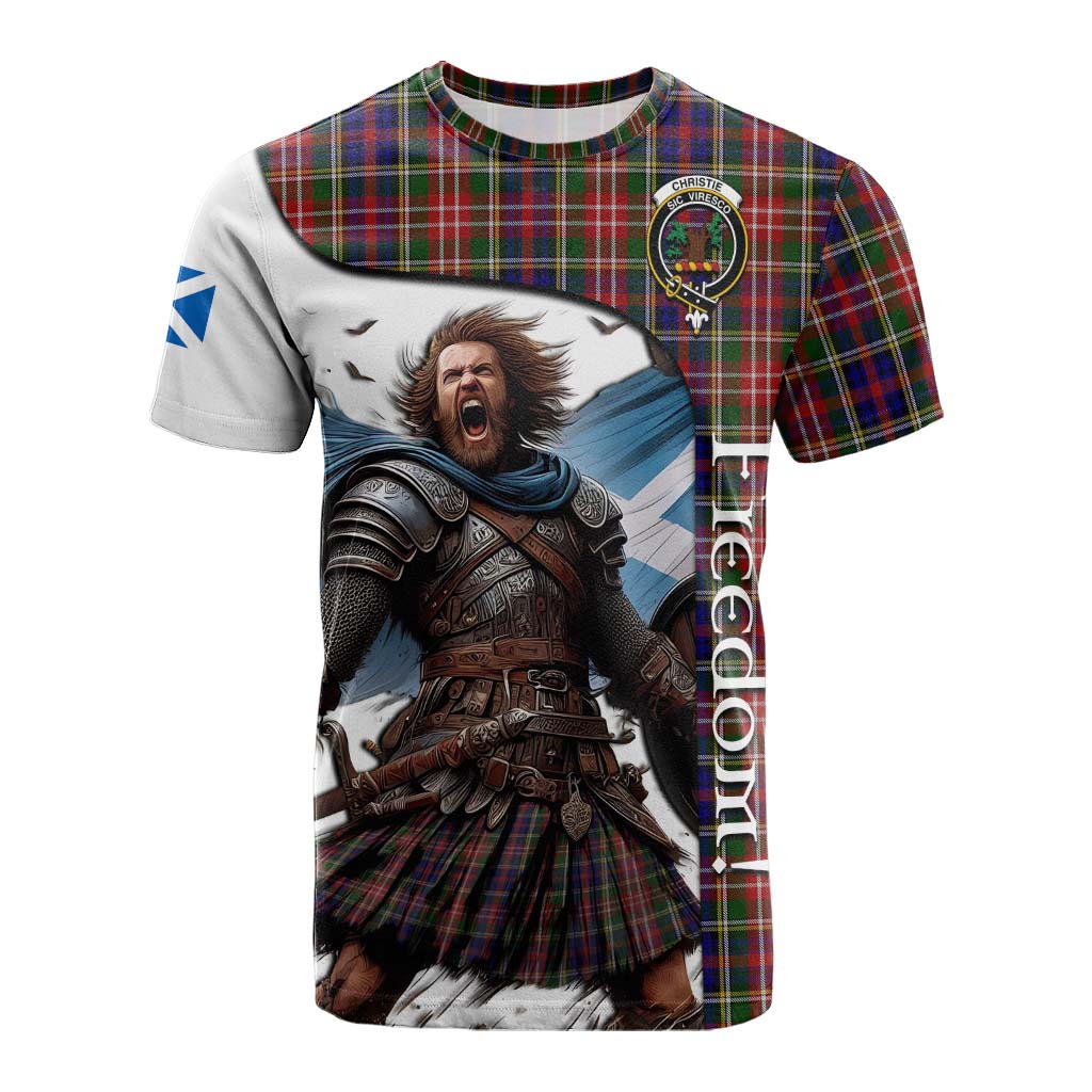 Tartan Vibes Clothing Christie Crest Tartan Cotton T-shirt Inspired by the Freedom of Scottish Warrior