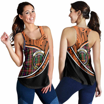 Christie Crest Tartan Women's Racerback Tanks with Polynesian Vibes Style - Orange Version