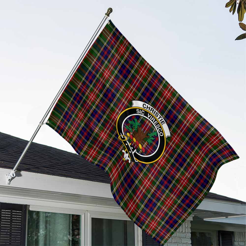 Tartan Vibes Clothing Christie Tartan House Flag with Family Crest