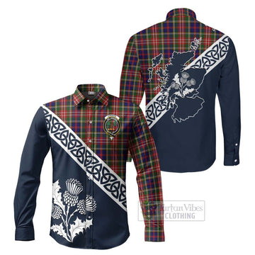 Christie Tartan Long Sleeve Button Shirt Featuring Thistle and Scotland Map