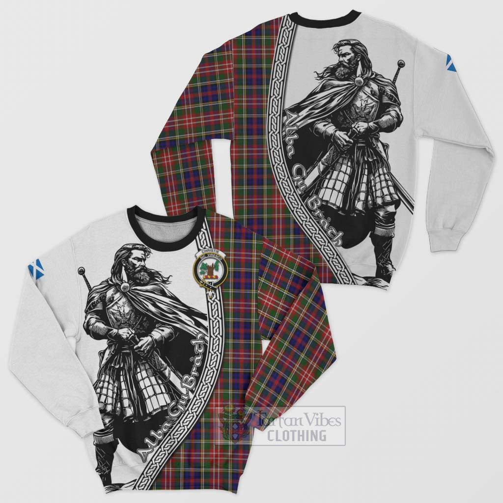 Tartan Vibes Clothing Christie Tartan Clan Crest Sweatshirt with Highlander Warrior Celtic Style