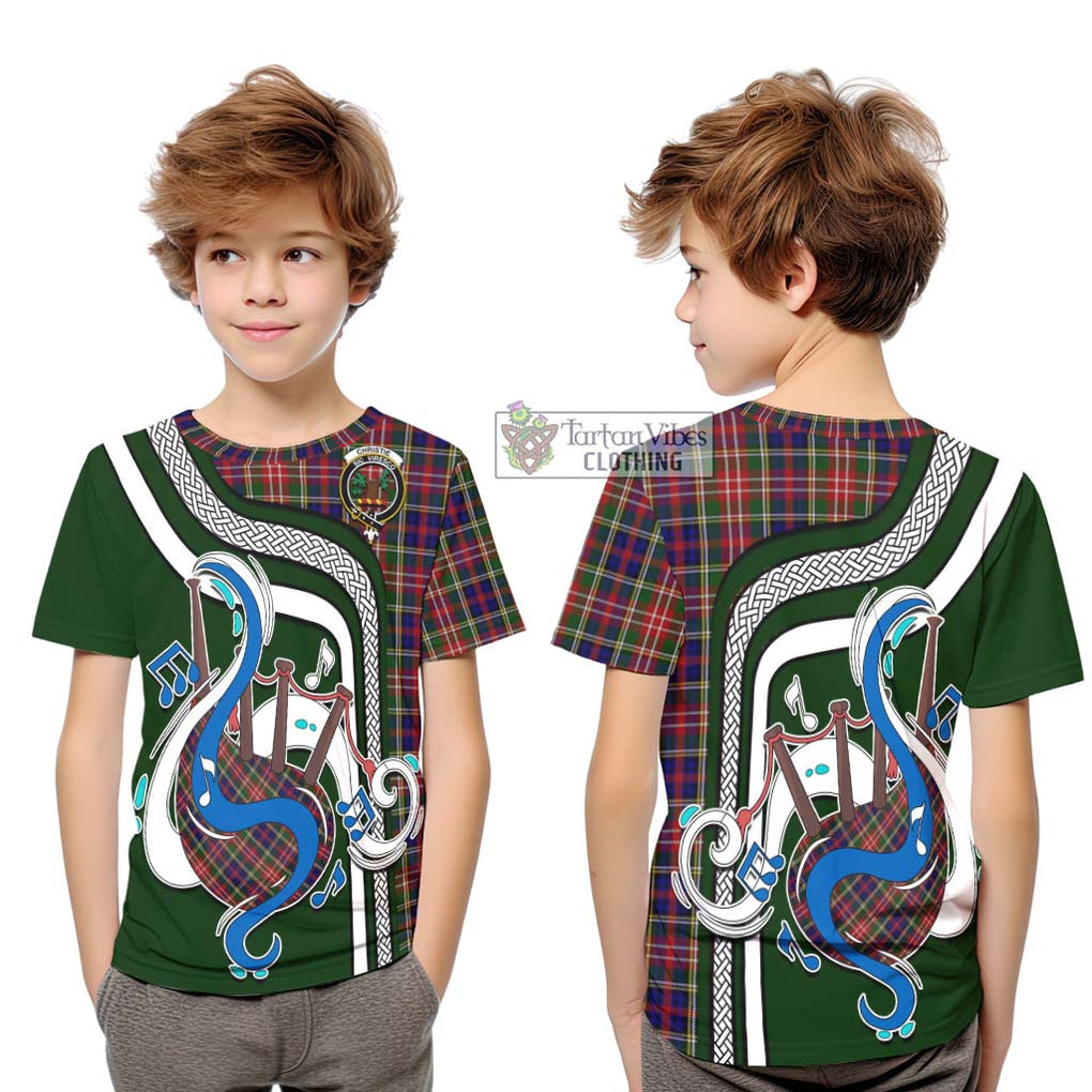 Tartan Vibes Clothing Christie Tartan Kid T-Shirt with Epic Bagpipe Style