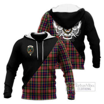 Christie Tartan Knitted Hoodie with Family Crest and Military Logo Style