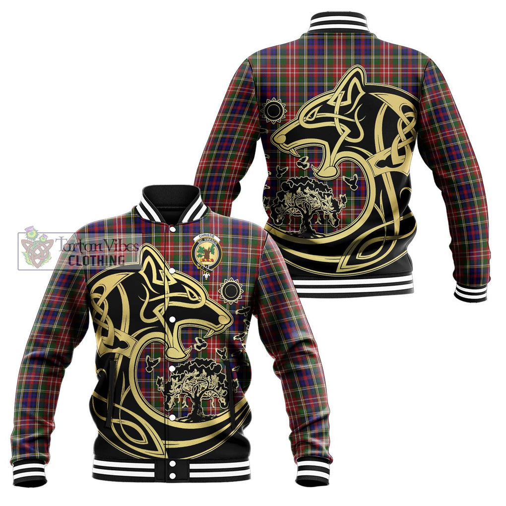 Christie Tartan Baseball Jacket with Family Crest Celtic Wolf Style Unisex - Tartan Vibes Clothing