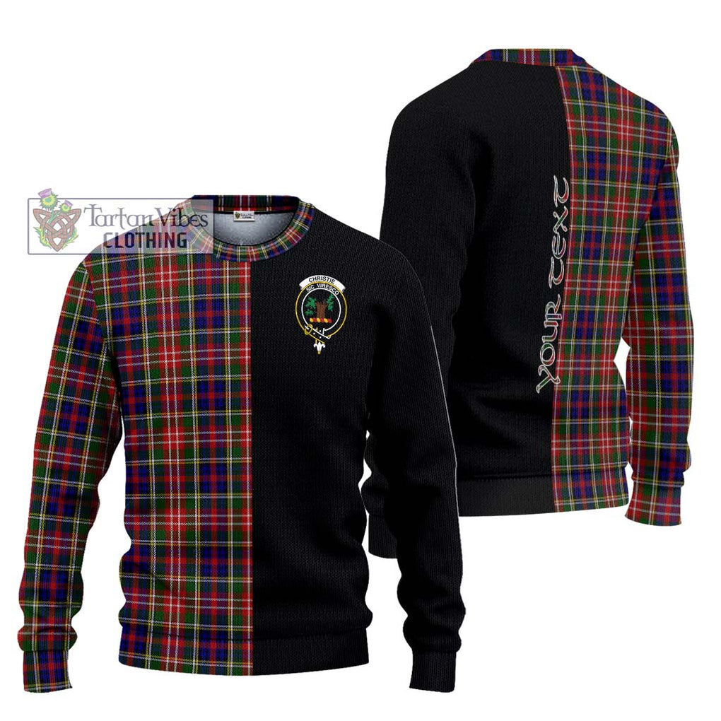 Christie Tartan Knitted Sweater with Family Crest and Half Of Me Style Unisex - Tartanvibesclothing Shop