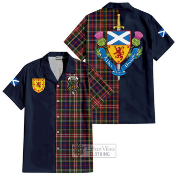 Christie Tartan Short Sleeve Button Shirt Alba with Scottish Lion Royal Arm Half Style