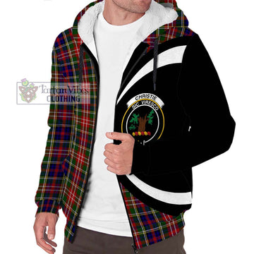 Christie Tartan Sherpa Hoodie with Family Crest Circle Style