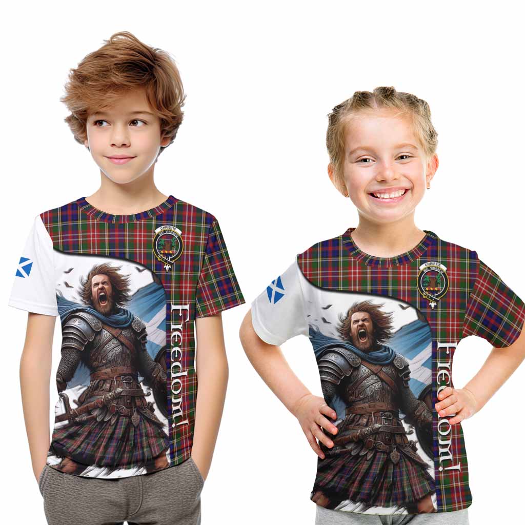 Tartan Vibes Clothing Christie Crest Tartan Kid T-Shirt Inspired by the Freedom of Scottish Warrior