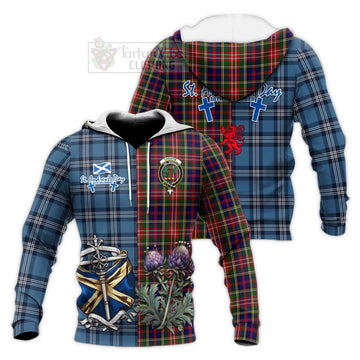 Christie Tartan Knitted Hoodie Happy St. Andrew's Day Half Tartan Style