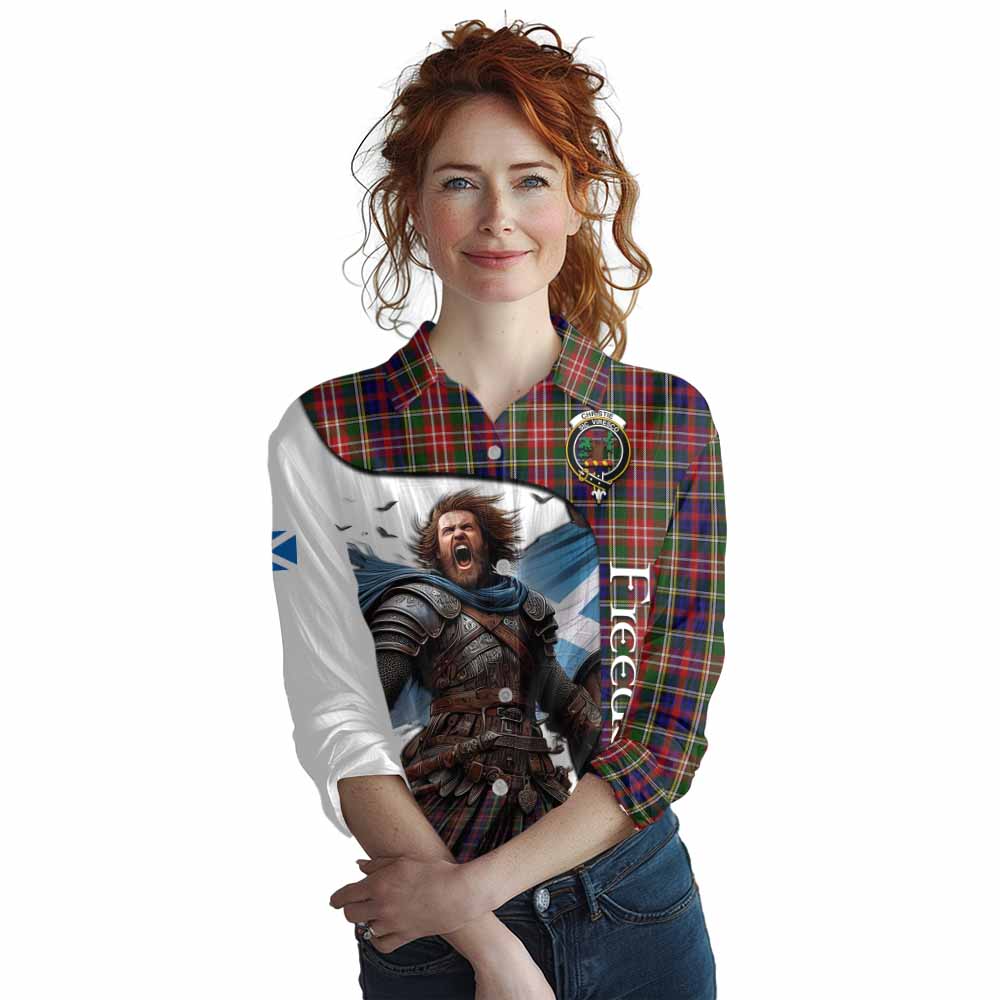 Tartan Vibes Clothing Christie Crest Tartan Women's Casual Shirt Inspired by the Freedom of Scottish Warrior