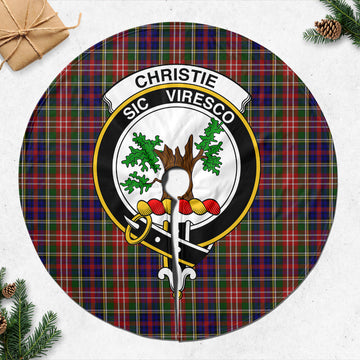 Christie Tartan Christmas Tree Skirt with Family Crest