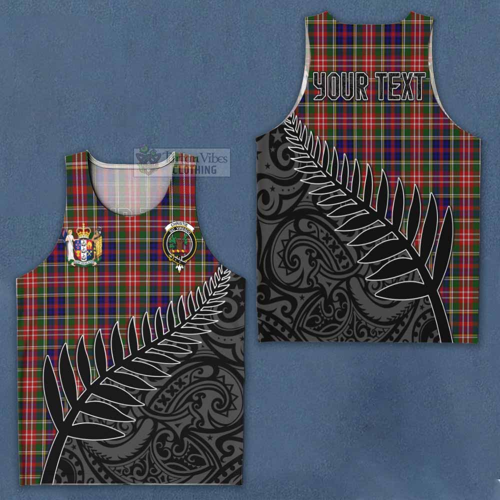 Tartan Vibes Clothing Christie Crest Tartan Men's Tank Top with New Zealand Silver Fern Half Style