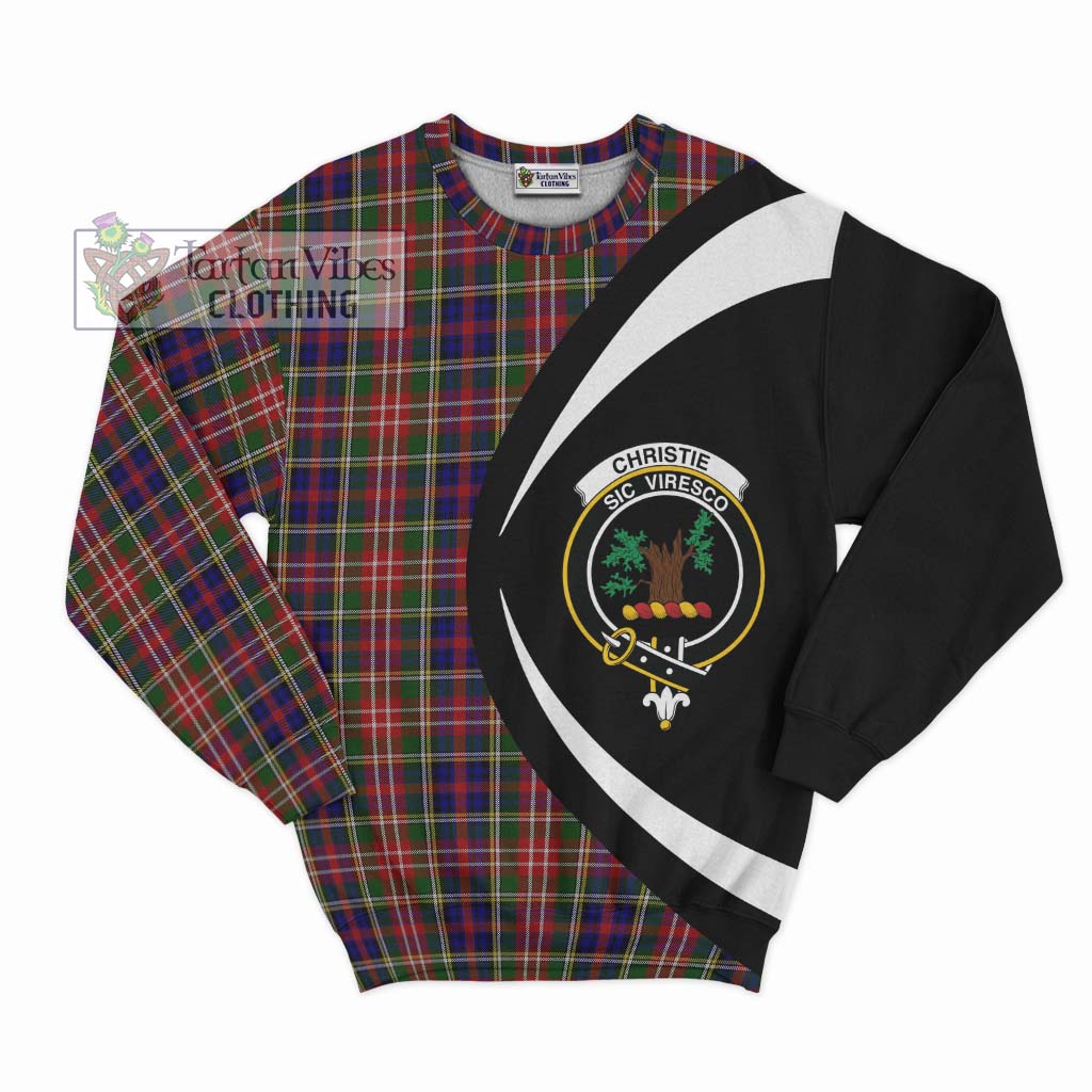 Christie Tartan Sweatshirt with Family Crest Circle Style Unisex - Tartan Vibes Clothing