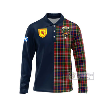 Christie Tartan Long Sleeve Polo Shirt Alba with Scottish Lion Royal Arm Half Style