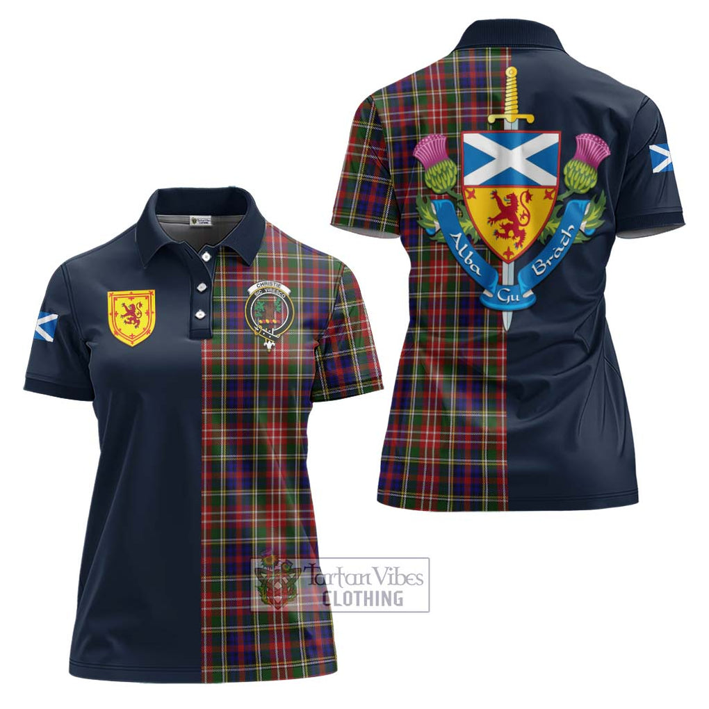 Tartan Vibes Clothing Christie Tartan Women's Polo Shirt with Scottish Lion Royal Arm Half Style