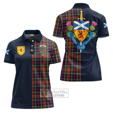 Christie Tartan Women's Polo Shirt Alba with Scottish Lion Royal Arm Half Style