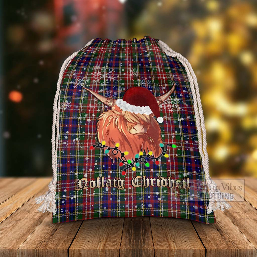 Tartan Vibes Clothing Christie Tartan Christmas Santa's Bag with Highland Cow