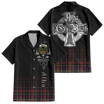 Christie Tartan Short Sleeve Button Up Shirt Featuring Alba Gu Brath Family Crest Celtic Inspired