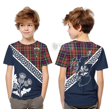 Christie Tartan Kid T-Shirt Featuring Thistle and Scotland Map