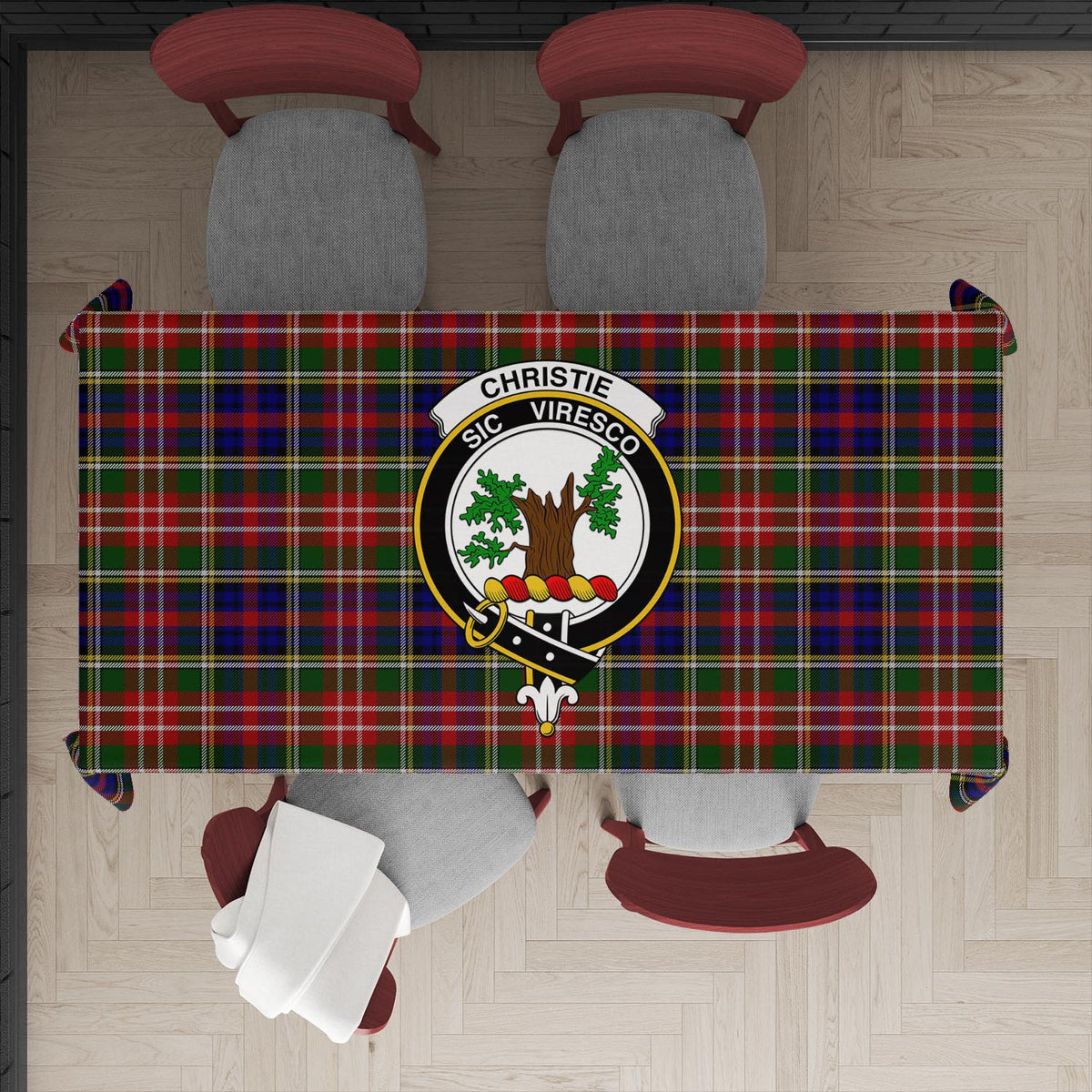Christie Tartan Tablecloth with Family Crest XL 57.1"x70.9"(145x180cm) - Tartan Vibes Clothing