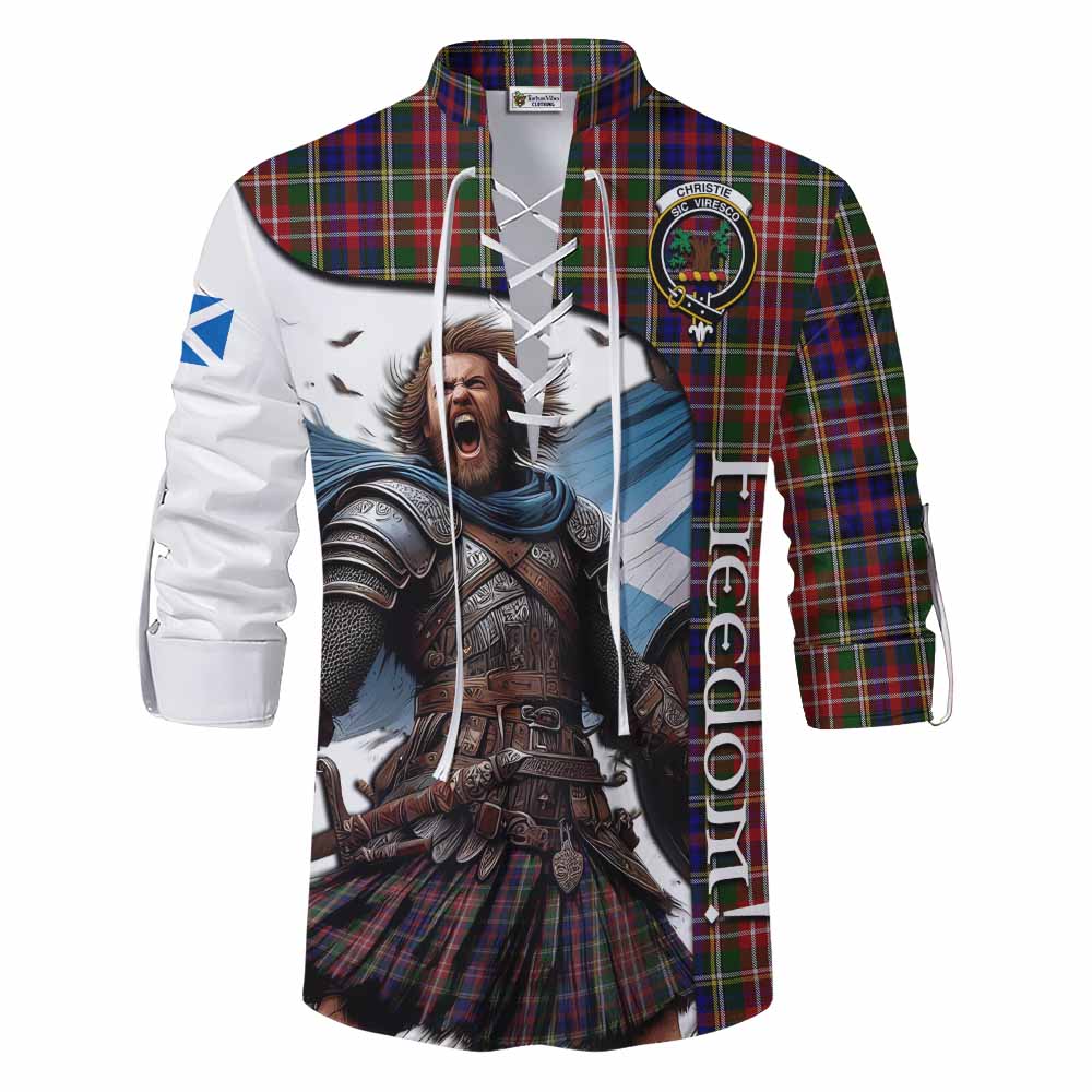 Tartan Vibes Clothing Christie Crest Tartan Ghillie Kilt Shirt Inspired by the Freedom of Scottish Warrior