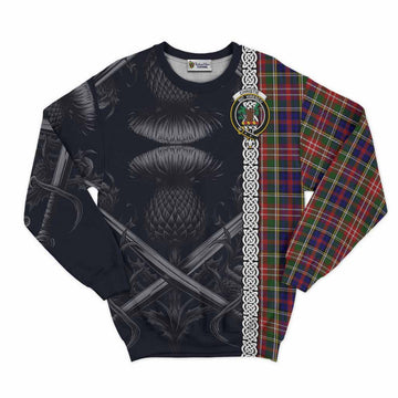 Christie Tartan Sweatshirt with Family Crest Cross Sword Thistle Celtic Vibes