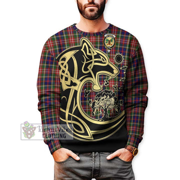 Christie Tartan Sweatshirt with Family Crest Celtic Wolf Style