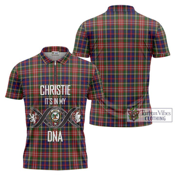 Christie Tartan Zipper Polo Shirt with Family Crest DNA In Me Style