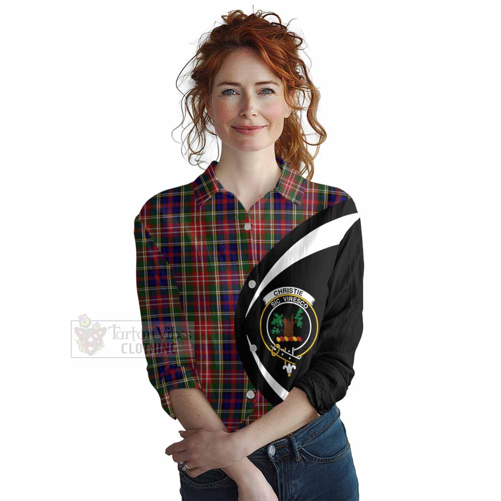 Tartan Vibes Clothing Christie Tartan Women's Casual Shirt with Family Crest Circle Style