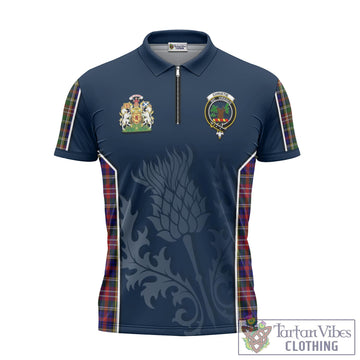 Christie Tartan Zipper Polo Shirt with Family Crest and Scottish Thistle Vibes Sport Style