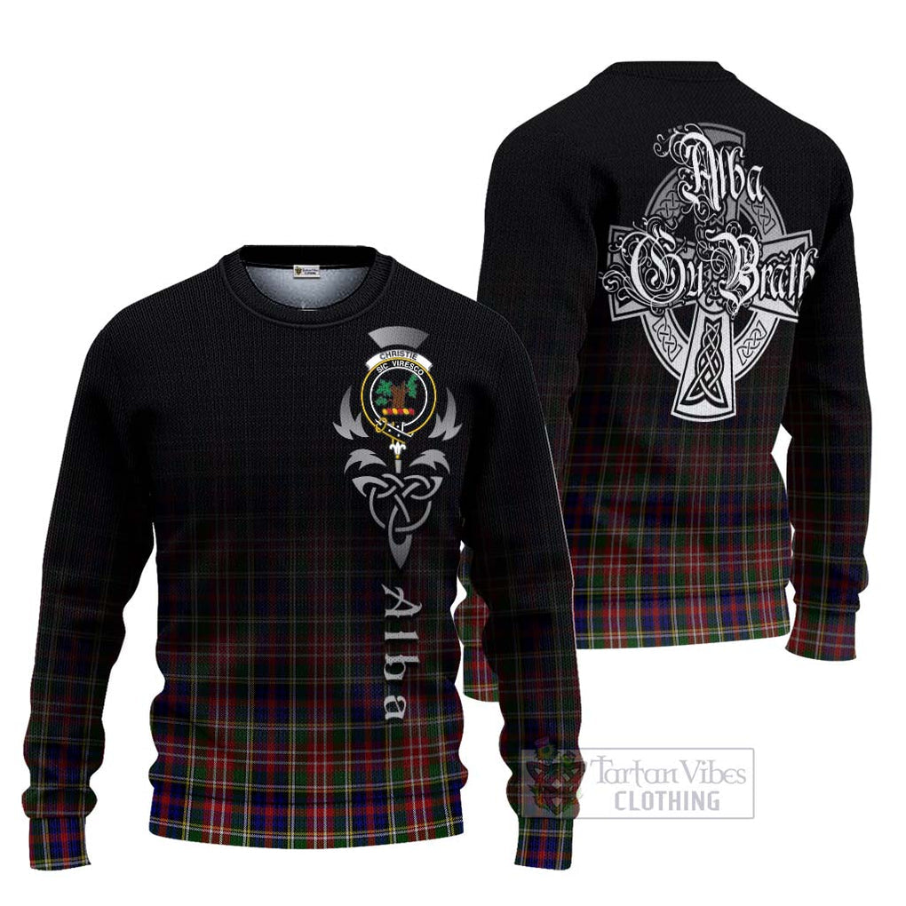 Tartan Vibes Clothing Christie Tartan Knitted Sweater Featuring Alba Gu Brath Family Crest Celtic Inspired