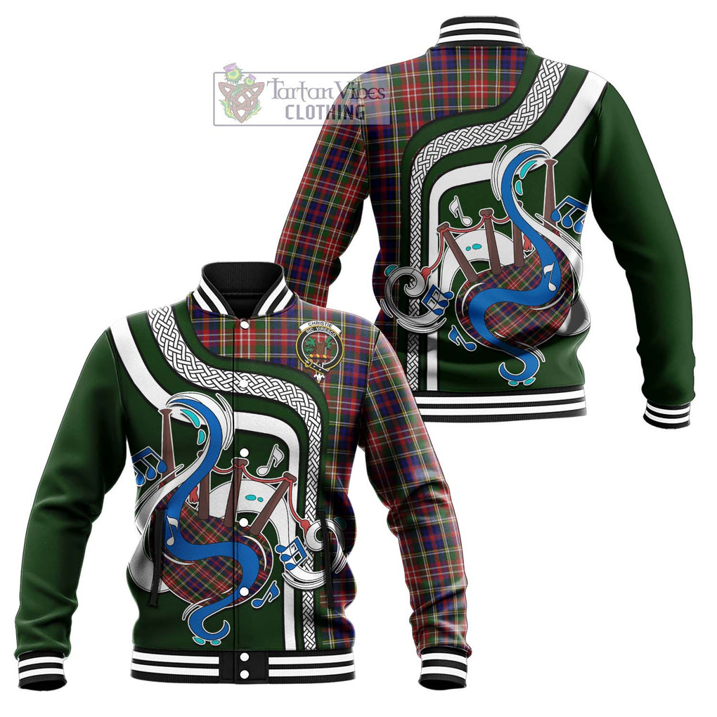 Tartan Vibes Clothing Christie Tartan Baseball Jacket with Epic Bagpipe Style