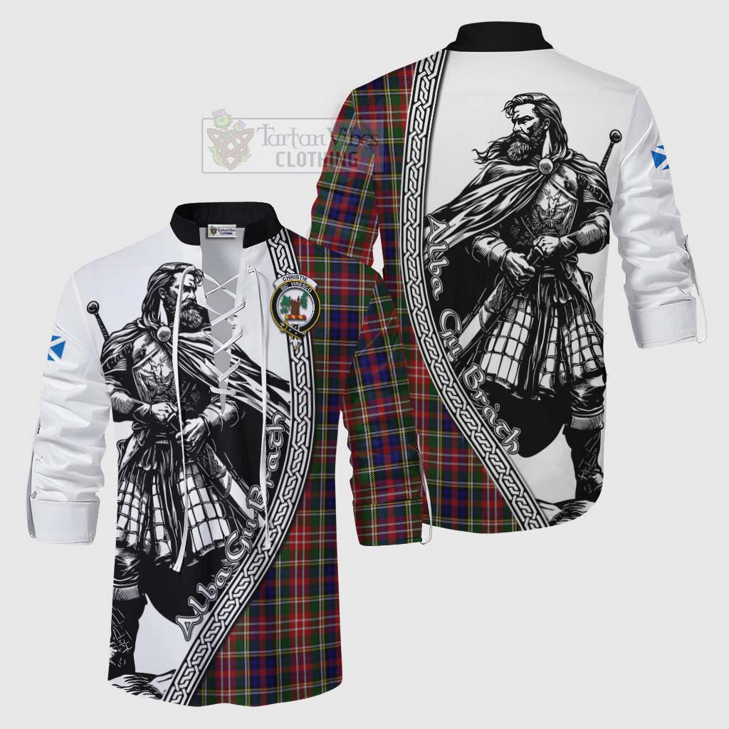 Tartan Vibes Clothing Christie Tartan Clan Crest Ghillie Kilt Shirt with Highlander Warrior Celtic Style