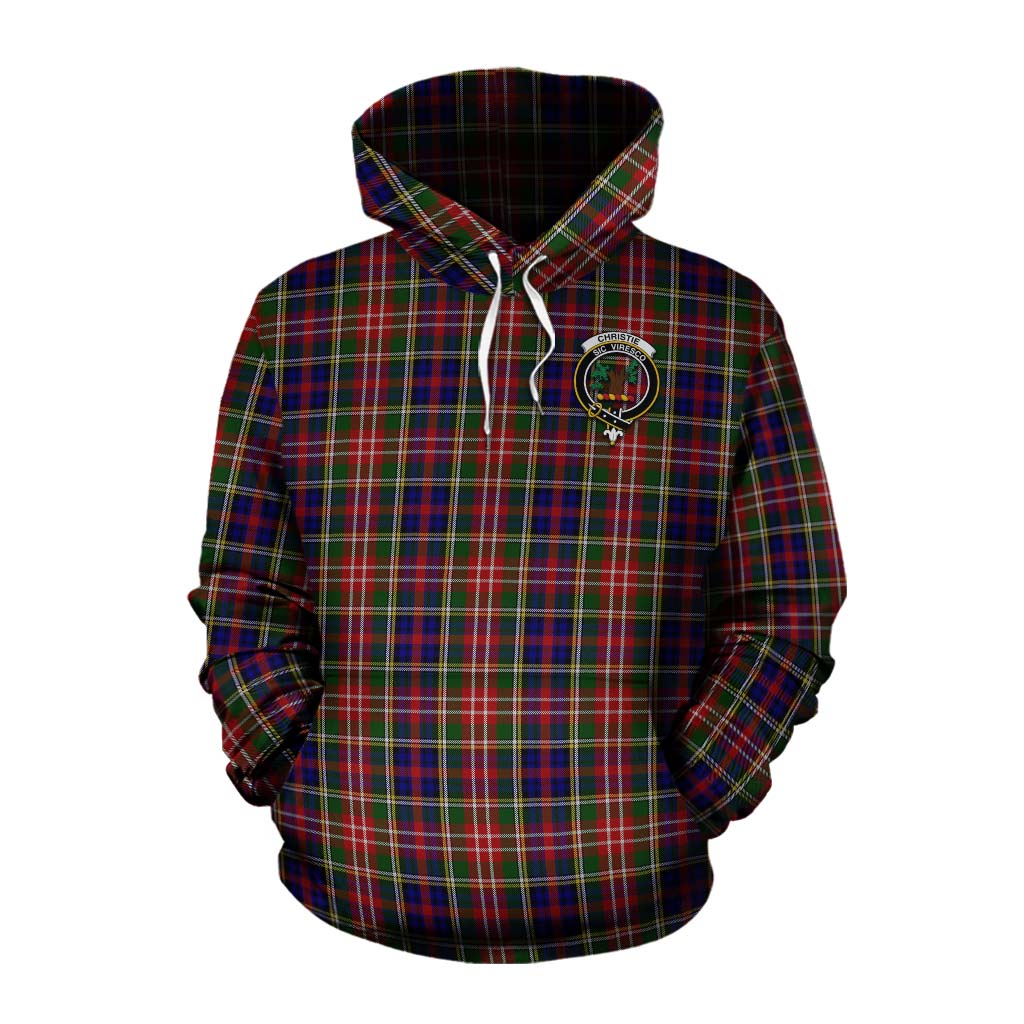 Tartan Vibes Clothing Christie Tartan Cotton Hoodie with Family Crest Celtic Skull Style