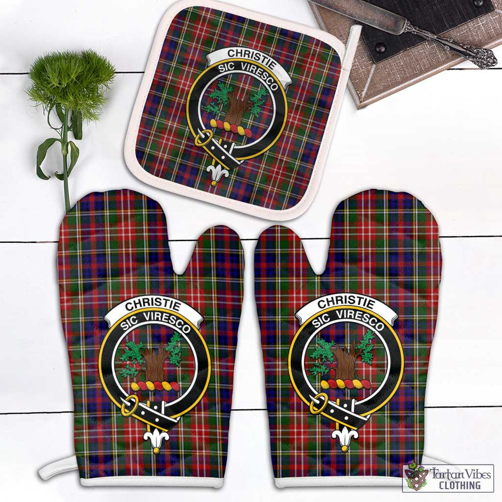 Christie Tartan Combo Oven Mitt & Pot-Holder with Family Crest Combo 1 Oven Mitt & 1 Pot-Holder White - Tartan Vibes Clothing