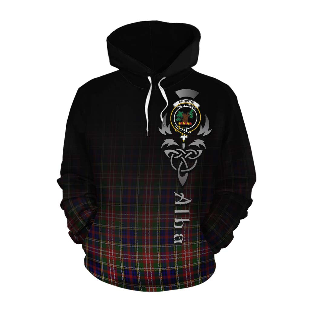 Tartan Vibes Clothing Christie Tartan Cotton Hoodie Featuring Alba Gu Brath Family Crest Celtic Inspired