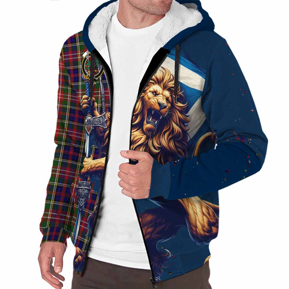 Tartan Vibes Clothing Christie Tartan Family Crest Sherpa Hoodie with Scottish Majestic Lion