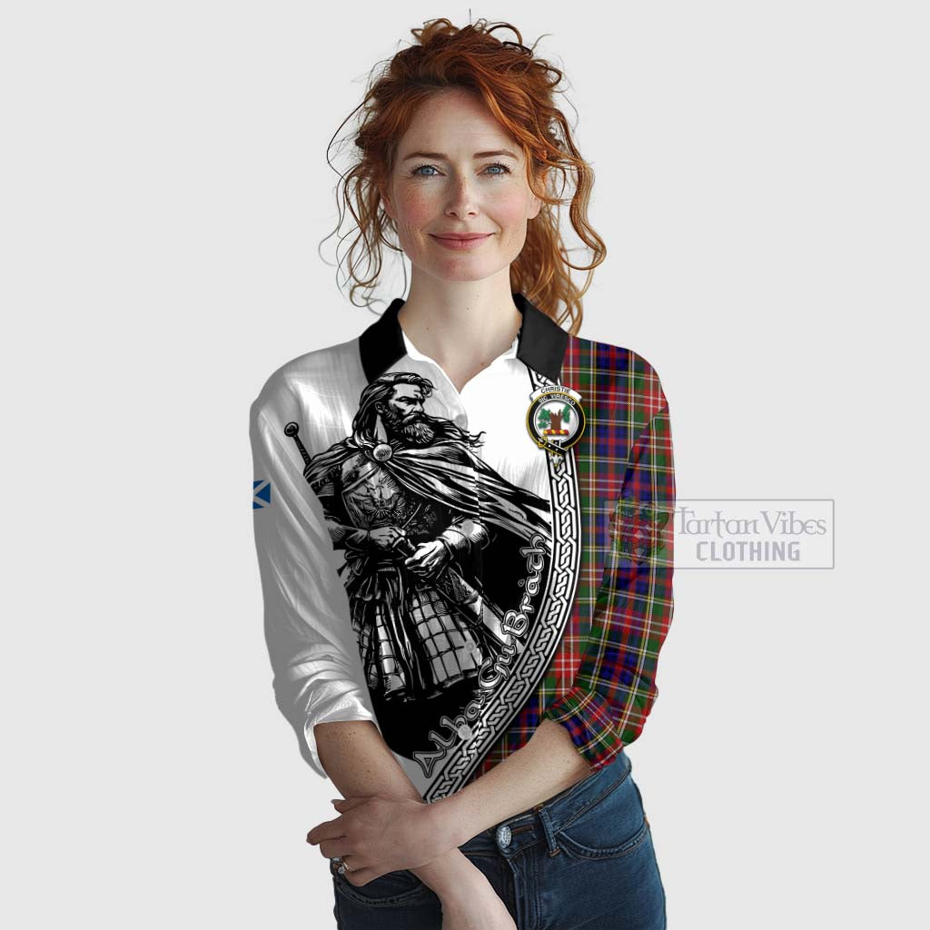 Tartan Vibes Clothing Christie Tartan Clan Crest Women's Casual Shirt with Highlander Warrior Celtic Style